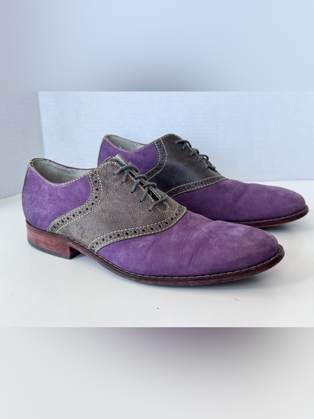 Cole Haan Grape Purple Nubuck Iron Air Colton Saddle Dress Oxford Shoe Size 8.5